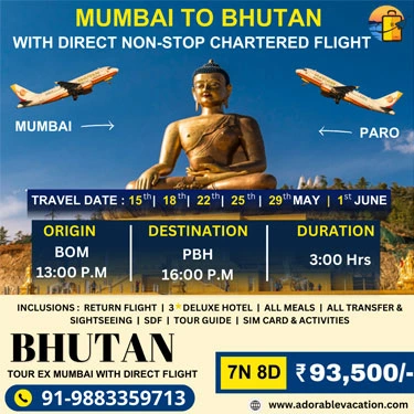 bhutan tour package from mumbai with direct chartered flight